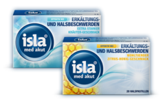 Zwei verschiedene Produkte von isla<sup>®</sup> med bei intensiven Beschwerden. Produkte der isla<sup>®</sup> med Serie.